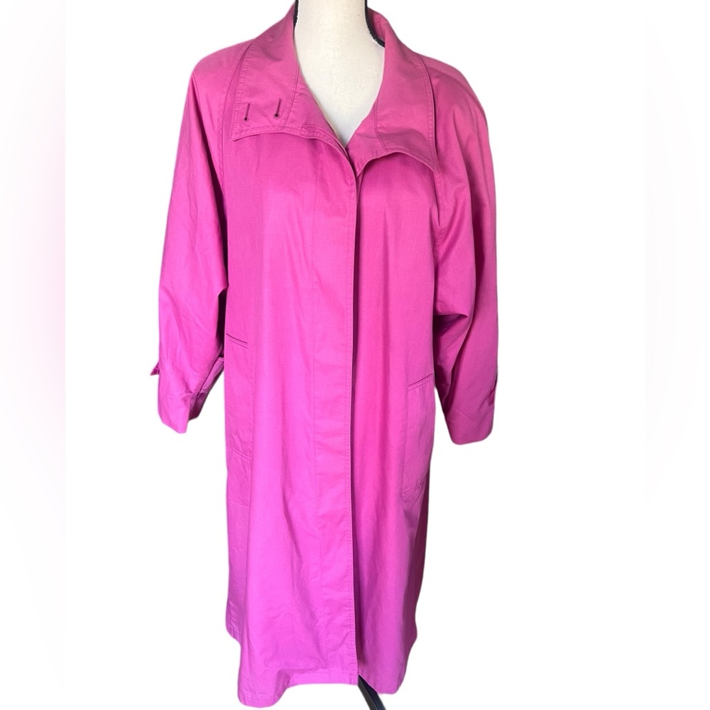 Vtg London Fog Trench Coat Made In The USA Womens Pink lined Long Coat Size 12 - Picture 11 of 14